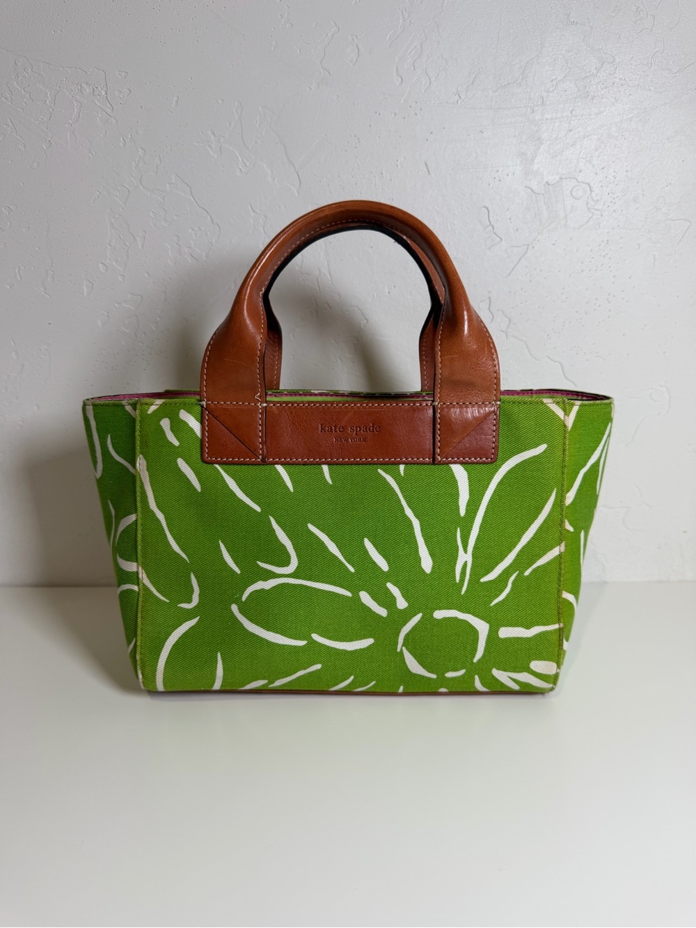 Kate Spade Green Floral Canvas Tote Bag
